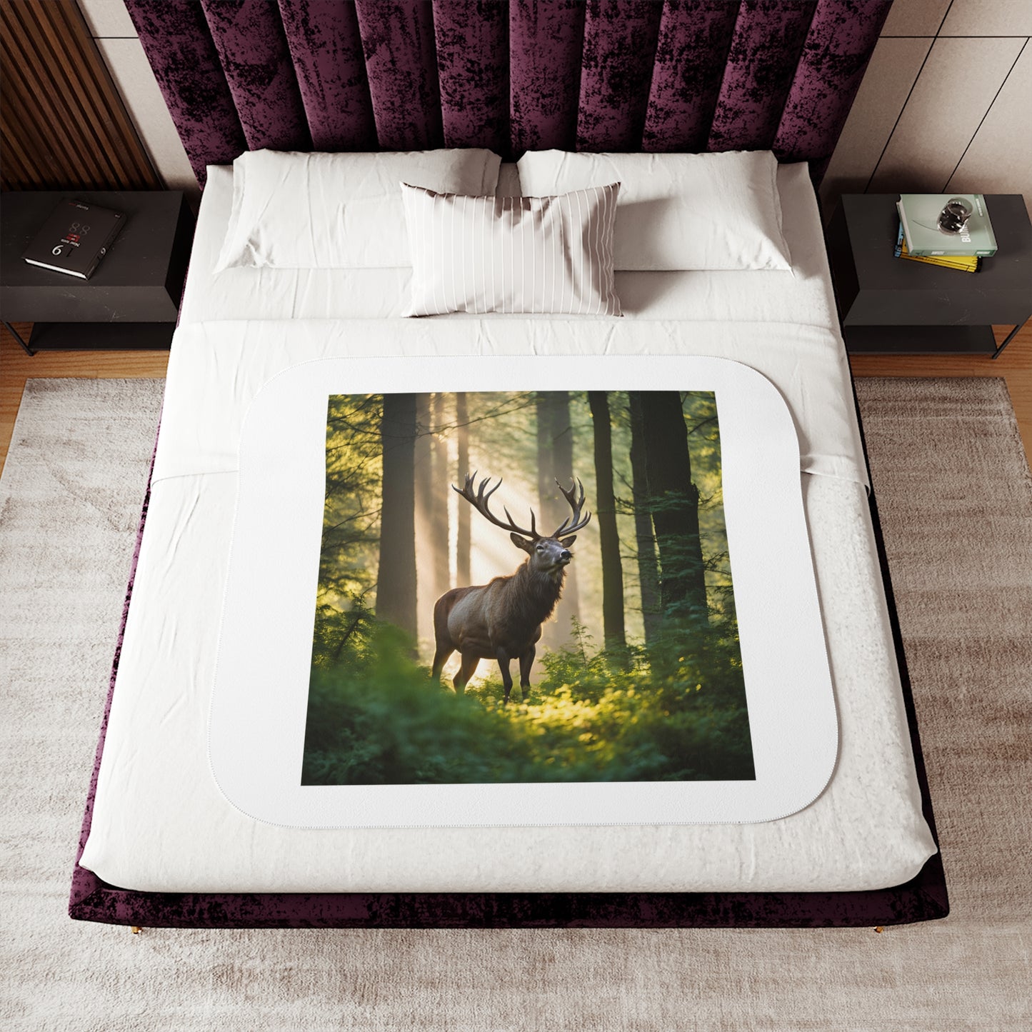 Cozy Sherpa Blanket with Majestic Deer Design - Ideal for Home Decor and Gift