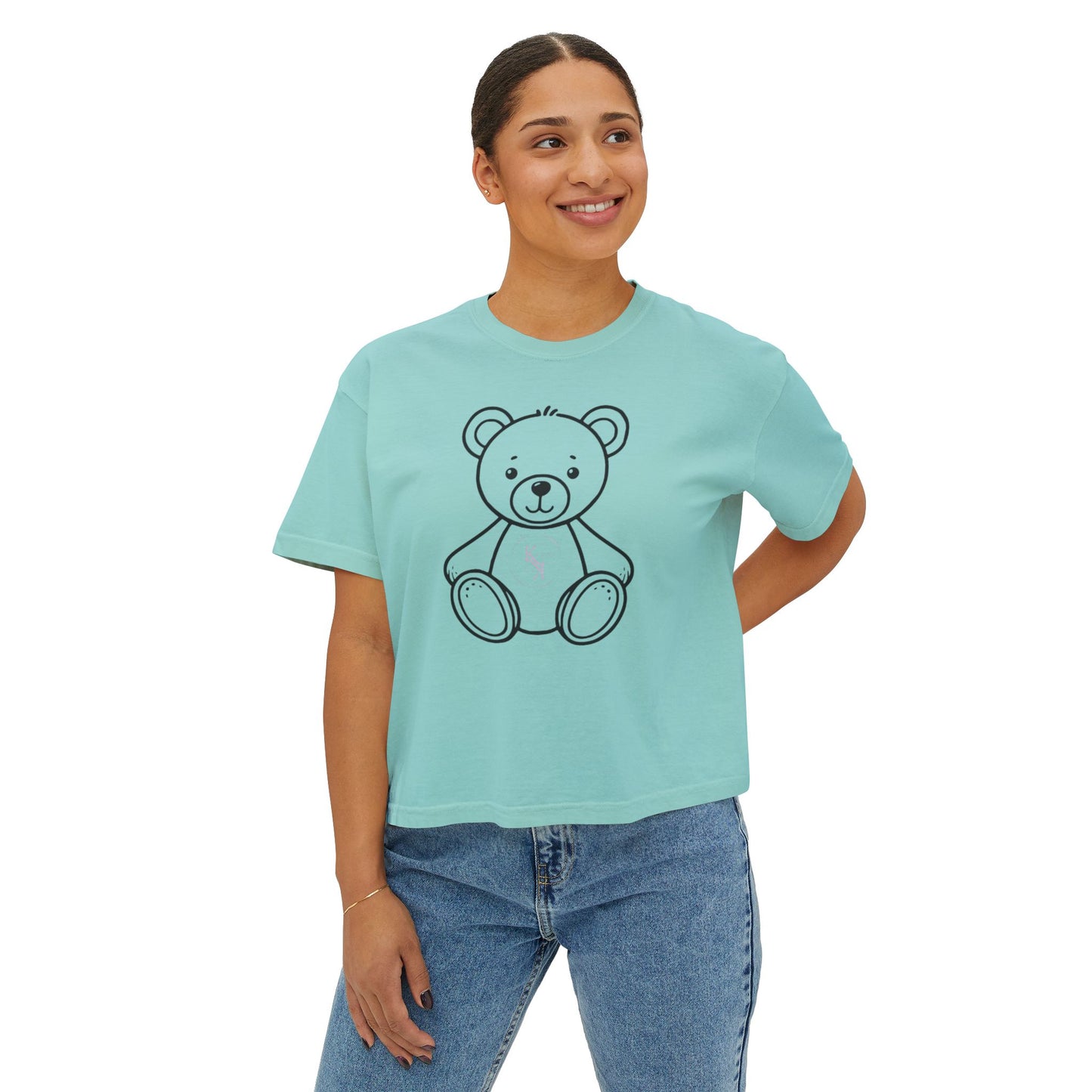 Cute Bear Women's Boxy Tee - Perfect for Casual Outings