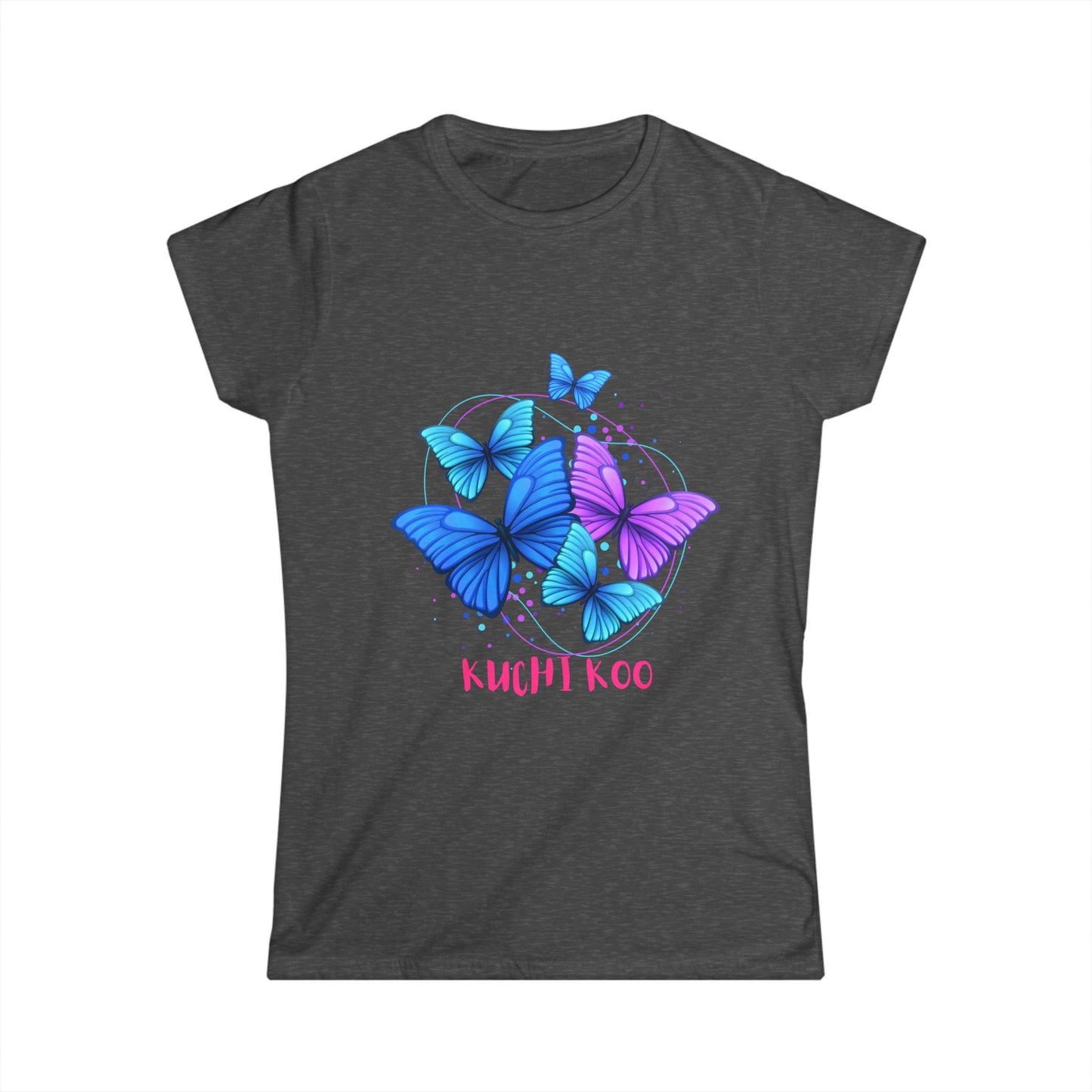Kuchi Koo Butterfly Women's Softstyle Tee - Colorful & Feminine Fashion Top for Nature Lovers