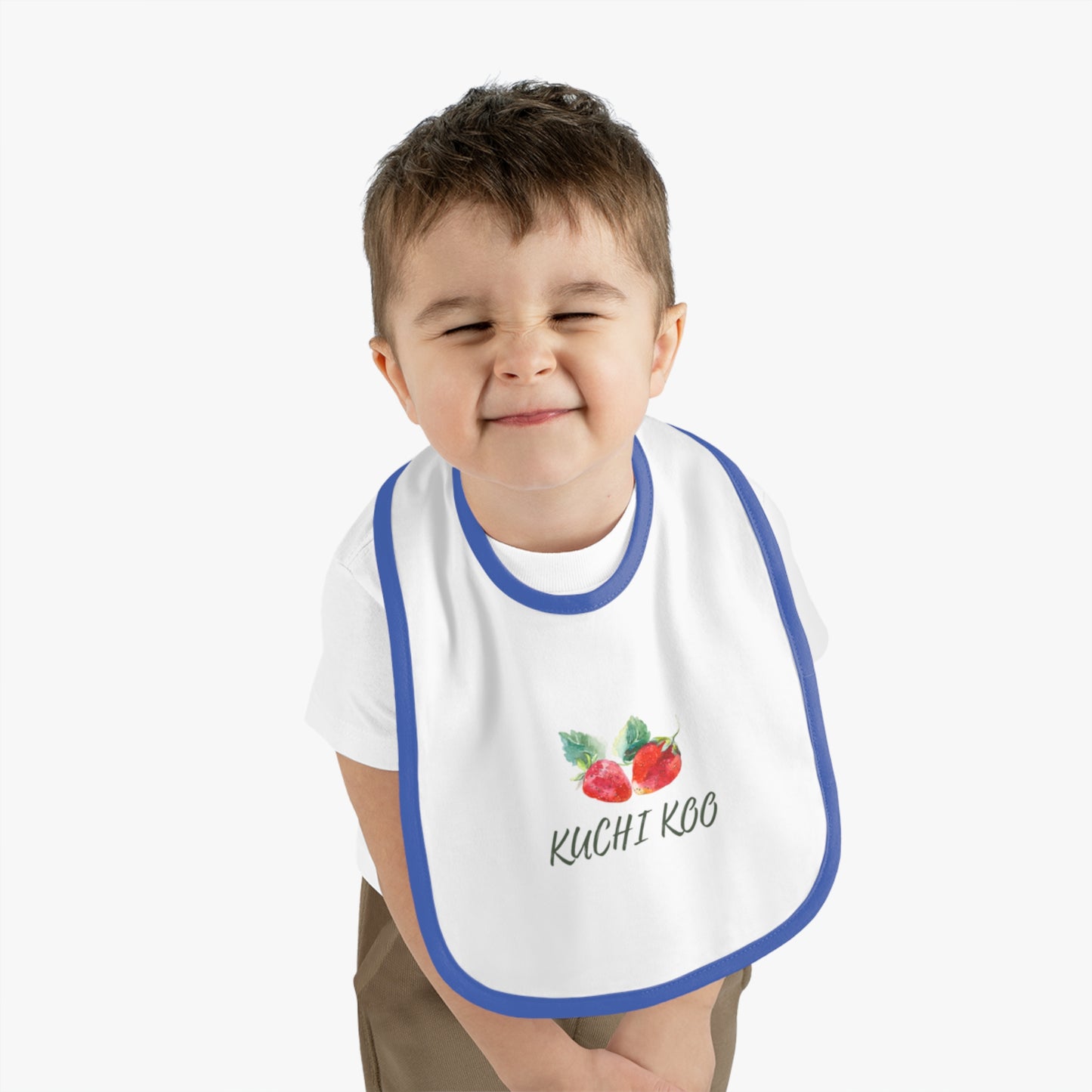 Kuchi Kbo Baby Bib - Cute Contrast Trim Feeding Bib for Infants