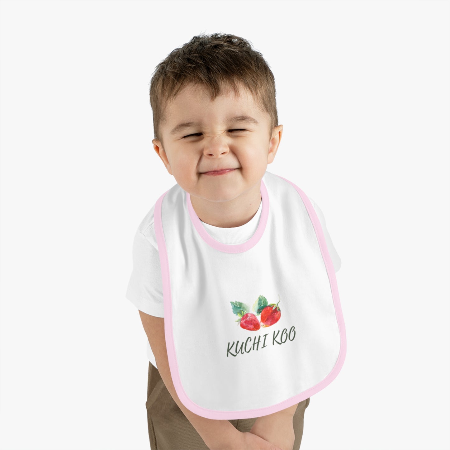 Kuchi Kbo Baby Bib - Cute Contrast Trim Feeding Bib for Infants