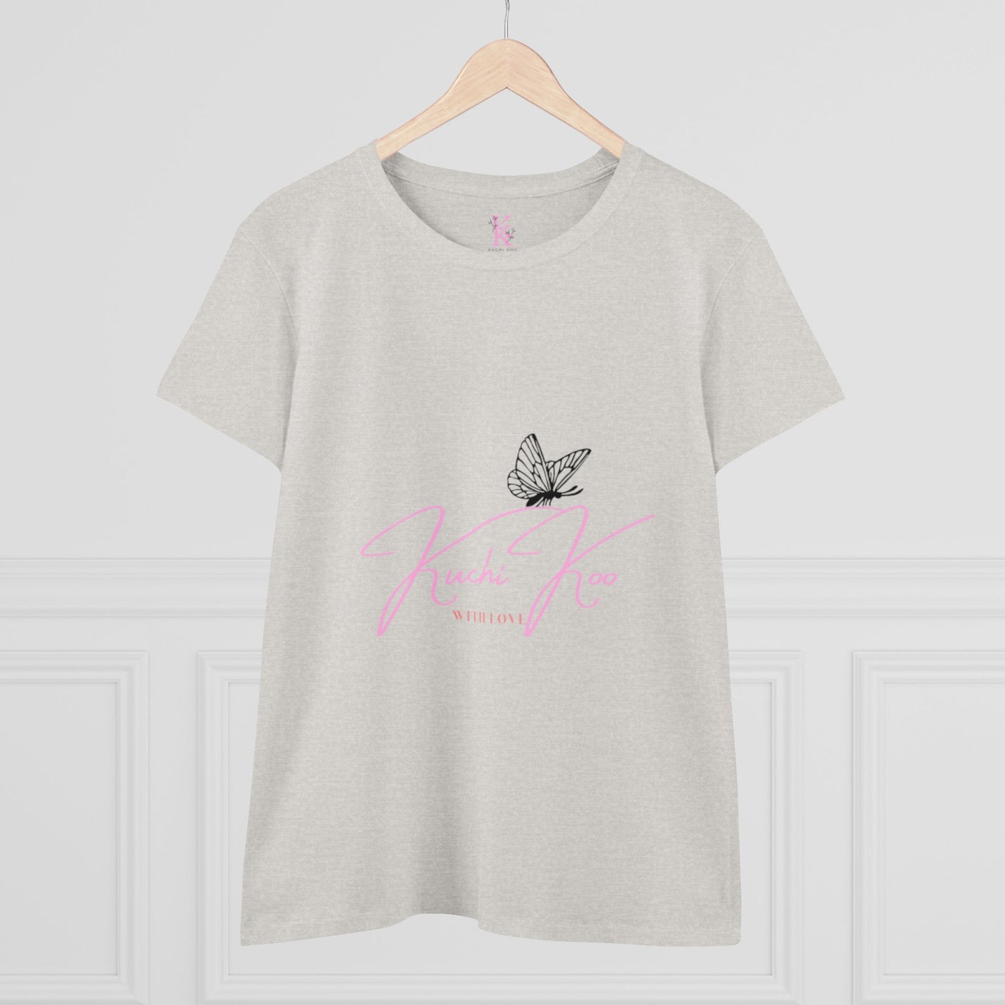 Kuchi Koo Women's Midweight Cotton Tee - Butterfly Design, Stylish and Comfortable
