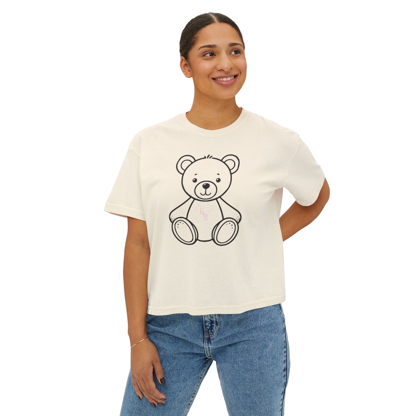 Cute Bear Women's Boxy Tee - Perfect for Casual Outings