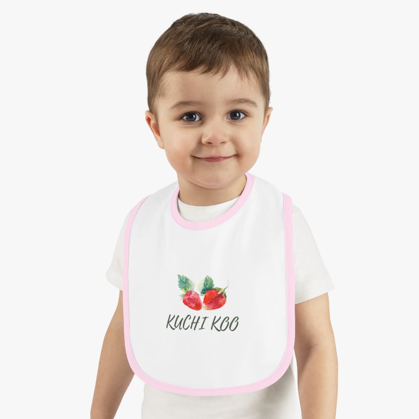 Kuchi Kbo Baby Bib - Cute Contrast Trim Feeding Bib for Infants