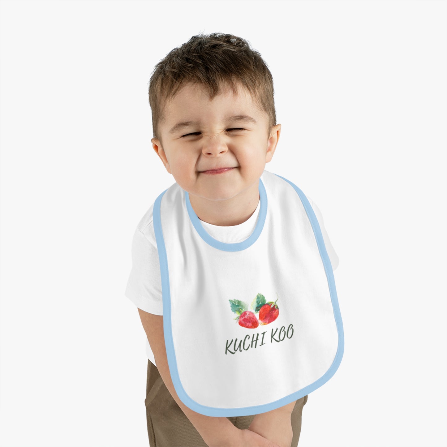 Kuchi Kbo Baby Bib - Cute Contrast Trim Feeding Bib for Infants
