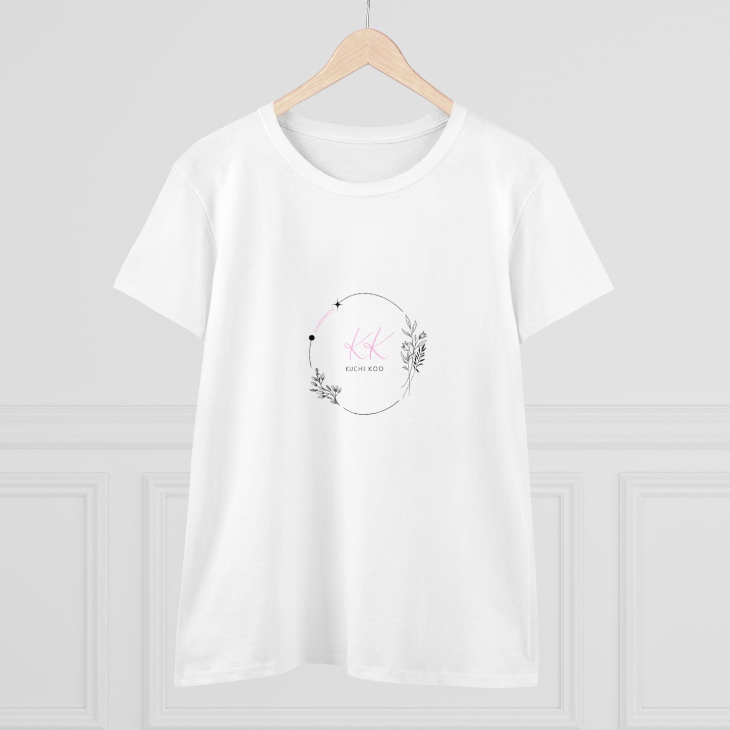 Floral Monogram Women's Midweight Cotton Tee - Casual, Stylish Apparel for Everyday Wear