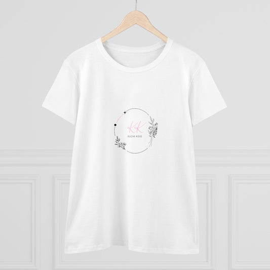 Floral Monogram Women's Midweight Cotton Tee - Casual, Stylish Apparel for Everyday Wear