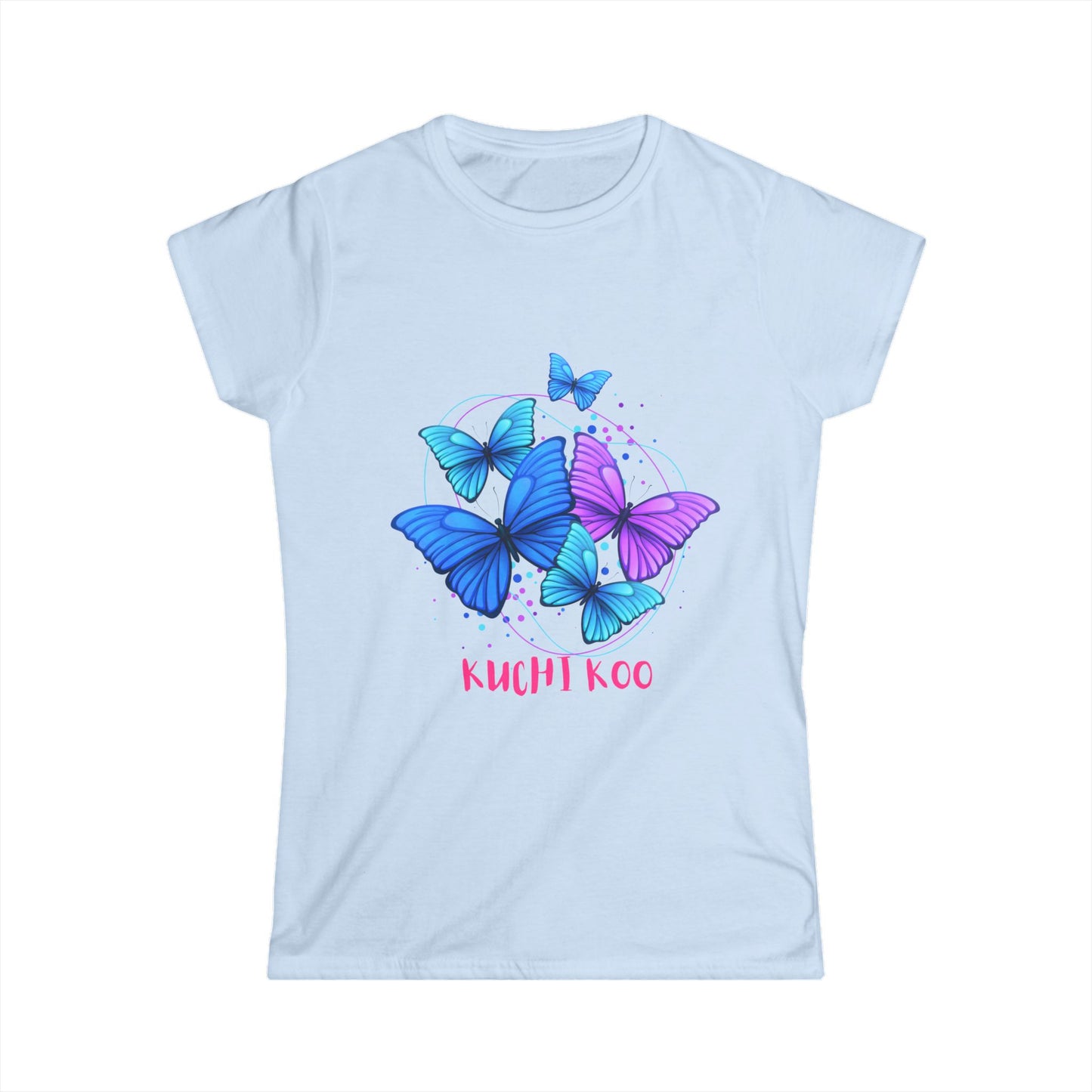 Kuchi Koo Butterfly Women's Softstyle Tee - Colorful & Feminine Fashion Top for Nature Lovers