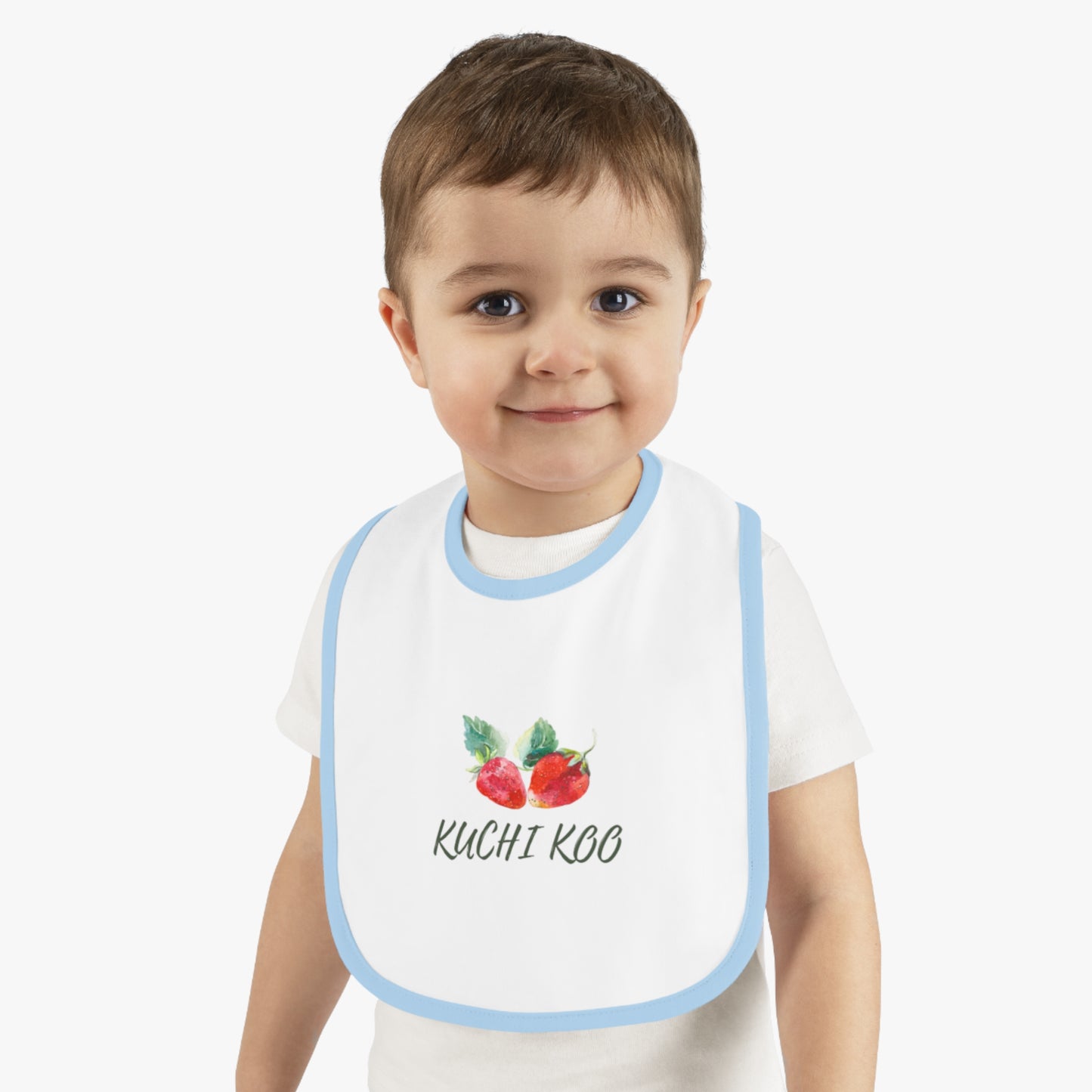 Kuchi Kbo Baby Bib - Cute Contrast Trim Feeding Bib for Infants
