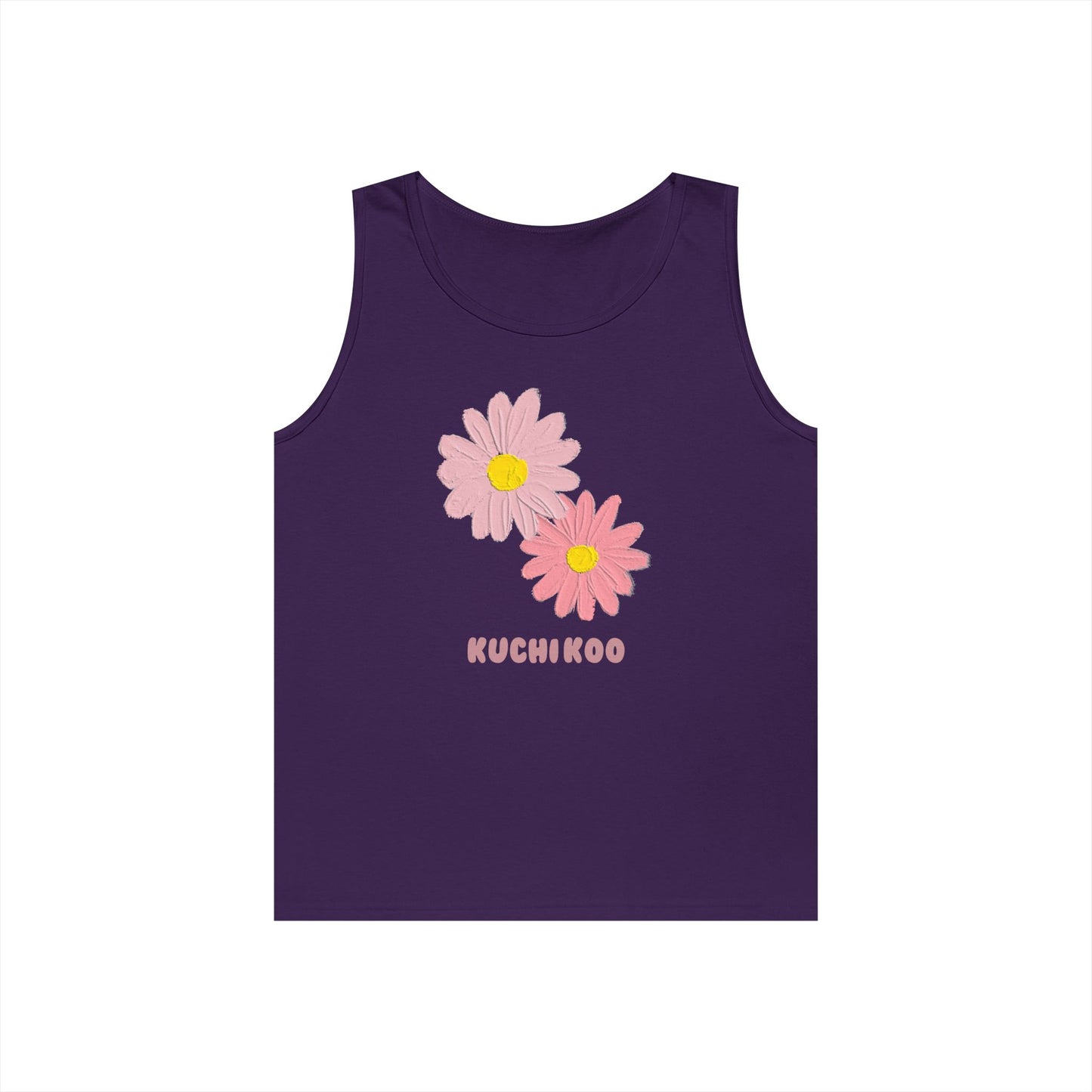 KUCHIKOO Floral Unisex Heavy Cotton Tank Top - Casual Summer Wear