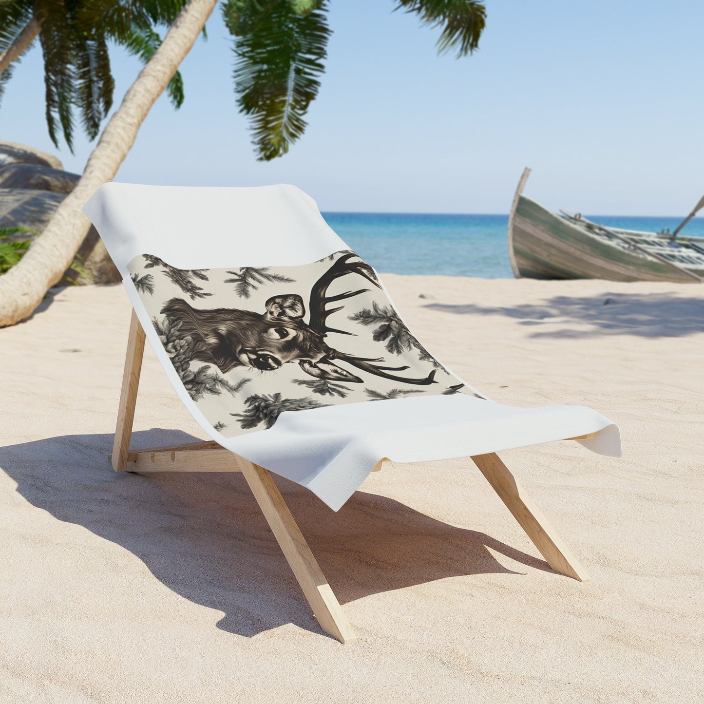 Rustic Deer Beach Towel - Nature-Inspired Design for Summer Adventures