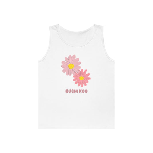 KUCHIKOO Floral Unisex Heavy Cotton Tank Top - Casual Summer Wear