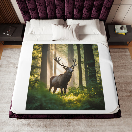 Cozy Sherpa Blanket with Majestic Deer Design - Ideal for Home Decor and Gift