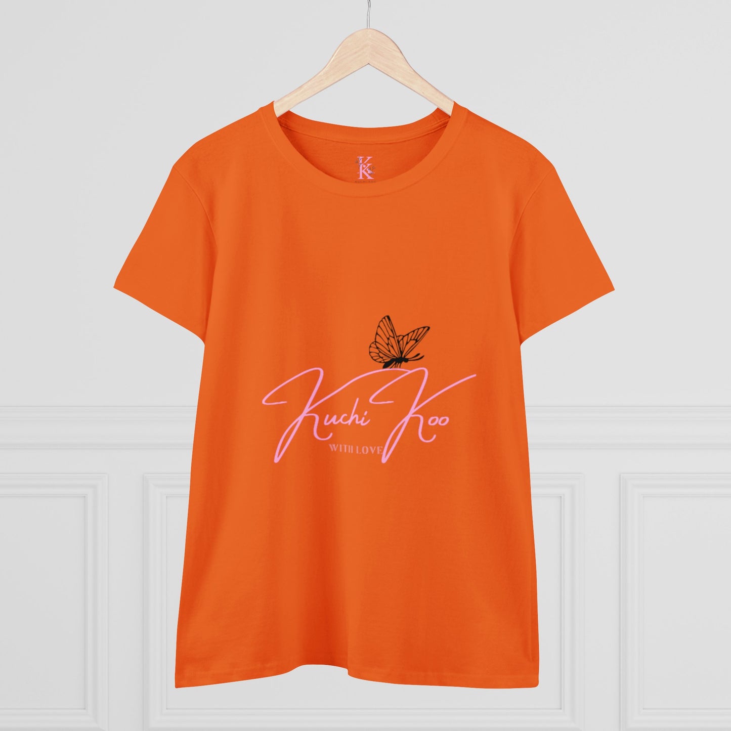 Kuchi Koo Women's Midweight Cotton Tee - Butterfly Design, Stylish and Comfortable