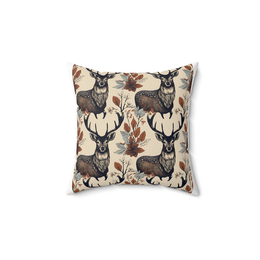 Rustic Deer Patterned Square Pillow for Cozy Décor